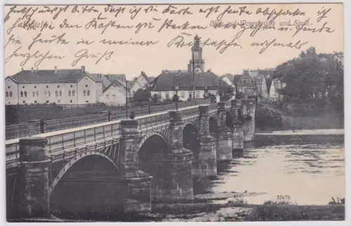 902207 Ak Rinteln an der Weser Blick auf Weserbrücke und Stadt 1911