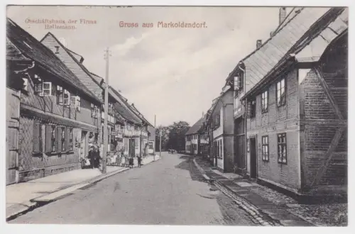 902906 Ak Gruß aus Markoldendorf Geschäftshaus der Firma Hellemann um 1910