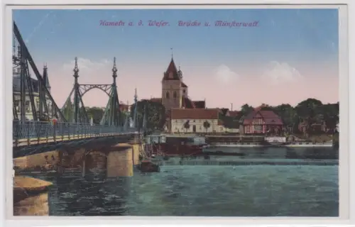 902471 Ak Hameln an der Weser Brücke und Münsterwall um 1920