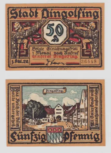 50 Pfennig Banknoten Notgeld Stadt Dingolfing 1. Oktober 1920 (135721)