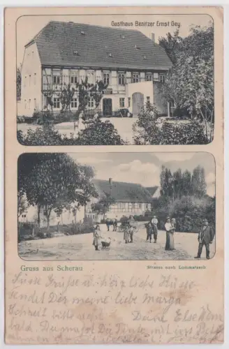 902284 Mehrbild Ak Gruß aus Scherau bei Lommatzsch Gasthaus usw. 1908