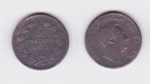 1 Kreuzer Bronze Münze Baden 1852 (117261)
