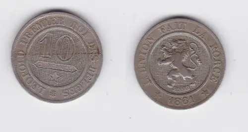 10 Centimes Kupfer Nickel Münze Belgien 1861 (118208)