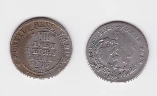 1/12 Taler Silber Münze Hessen Kassel 1766 F.U. (119001)