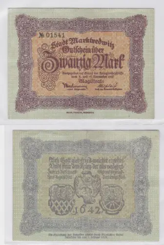 20 Mark Mark Banknote Kriegsnotgeld Stadt Marktredwitz 1918 (119874)