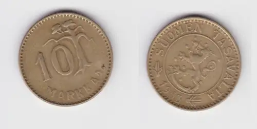 10 Markkaa Messing Münze Finnland 1953 ss (154336)
