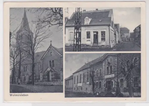 90180 Mehrbild Ak Wolmirsleben Haus der Küchengeräte, Gasthof, Kirche 1954
