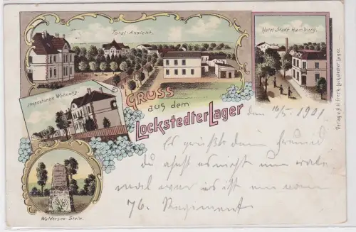 41202 Lithografie AK Gruss aus dem Lockstedter Lager - Hotel Stadt Hamburg 1901