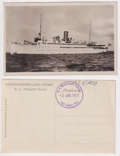 89220 Ak M.S. 'Hansestadt Danzig' Norddeutscher Lloyd Bremen 1927