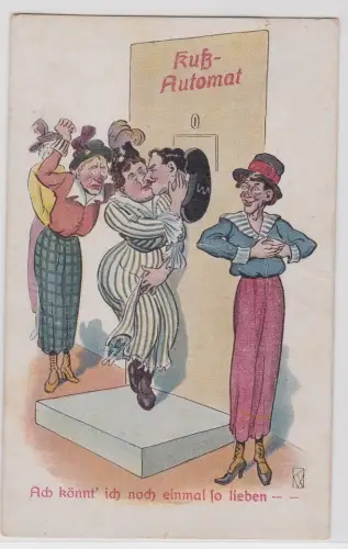 902414 Humor Ak Kuß-Automat "Ach könnt´ ich noch einmal so lieben " um 1910