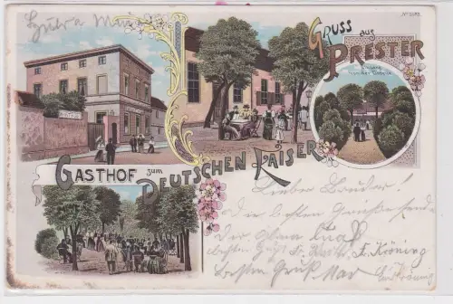 84806 Ak Lithographie Gruß aus Prester Gasthof zum deutschen Kaiser 1901