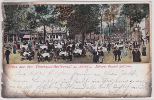 902507 Ak Gruß aus dem Panorama Restaurant Leipzig 1909