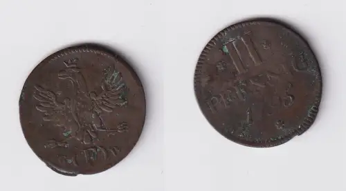 2 Pfennig Kupfer Münze Stadt Frankfurt Adler 1795 (158860)