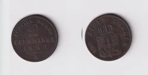 2 Pfennig Kupfer Münze Preussen 1847 A f.ss (153048)
