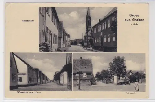 905219 Mehrbild Ak Gruß aus Graben in Bd. Wirtschaft zum Hasen usw. um 1940