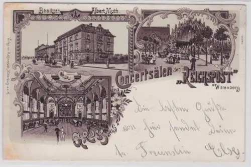 903773 Ak Lithographie Gruß aus den Conzertsälen der "Reichspost" Wittenberg 