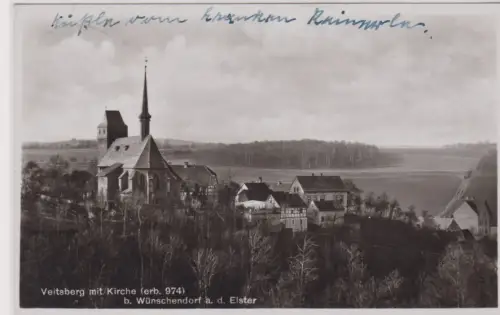 904241 Ak Veitsberg mit Kirche bei Wünschendorf an der Elster 1943