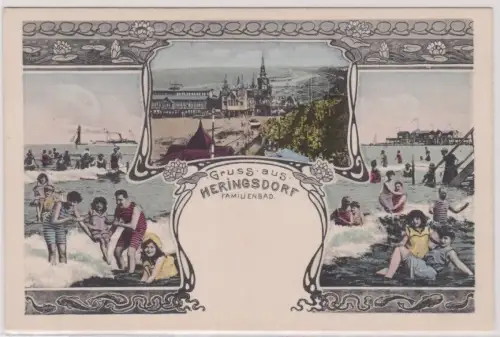 66979 Mehrbild Ak Gruß aus Heringsdorf Familienbad um 1910