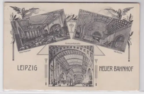 44830 Mehrbild Ak Leipzig neuer Bahnhof 1911