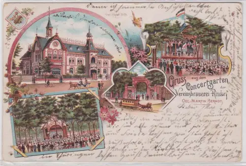 904147 Ak Lithographie Gruß aus dem Concertgarten der Vereinsbrauerei Rixdorf 