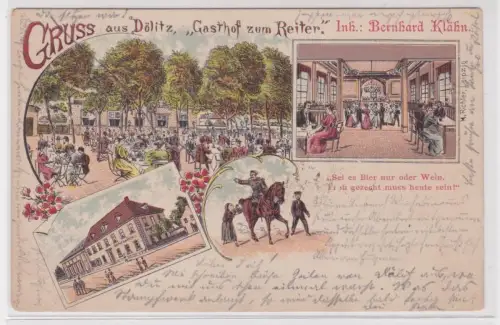 903846 Ak Lithographie Gruß aus Dölitz "Gasthof zum Reiter" 1899