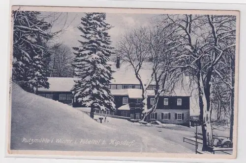 902340 Ak Putzmühle im Winter im Pöbeltal bei Kipsdorf 1928