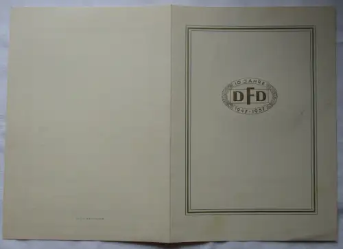 DDR Urkunde Ehrenzeichen 10 Jahre DFD 1957 demokratischer Frauenbund (164679)