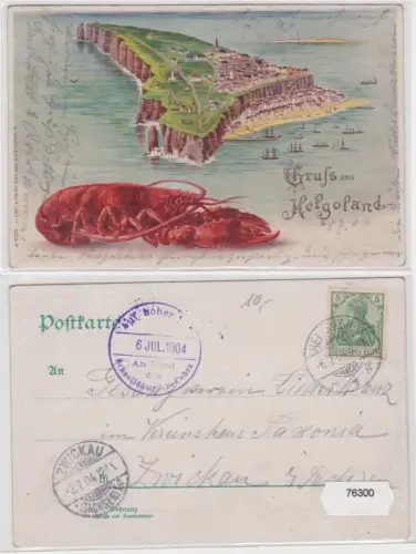 76300 Lithographie Ak Gruss aus Helgoland mit Hummer 1904