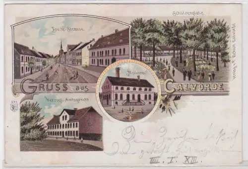 904286 Mehrbild Ak Lithographie Gruß aus Calvörde Molkerei usw. 1900