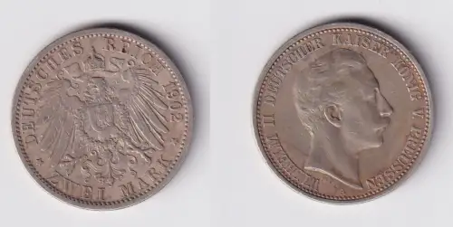 2 Mark Silbermünze Preussen Kaiser Wilhelm II 1902 Jäger 102 ss (165518)
