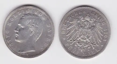 5 Mark Silbermünze Bayern König Otto 1903 Jäger 46 ss (130776)