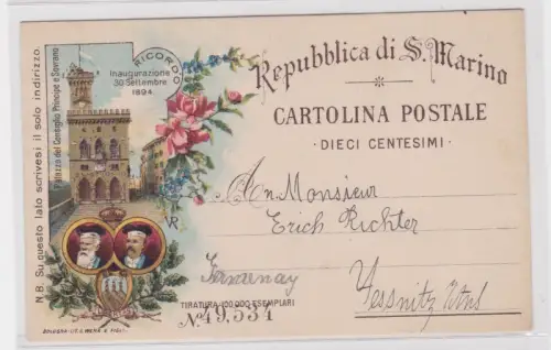 902686 Postkarte San Marino - Einweihung Consiglio Principe e Sovrano 1894