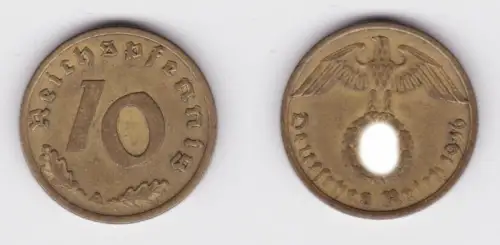 10 Reichspfennig Messing Münze Deutsches Reich 1936 A Jäger 364 ss+ (163245)