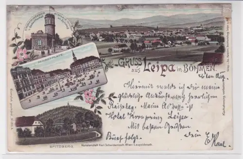 903843 Ak Lithographie Gruß aus Leipa in Böhmen 1897