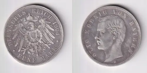 5 Mark Silbermünze Bayern König Otto 1903 Jäger 46 ss (171256)