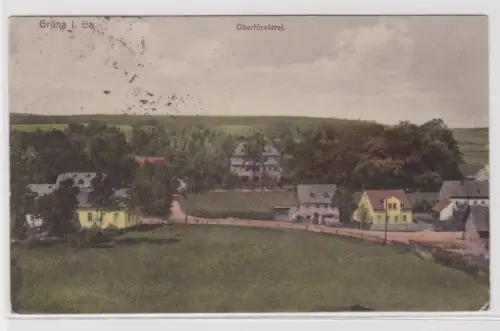 905137 Ak Grüna i. Sa. - Oberförsterei, Panoramaansicht 1924