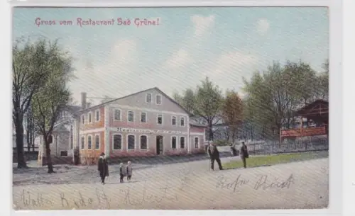 905754 Ak Grüna - Gruss vom Restaurant Bad Grüna, Straßenansicht 1938