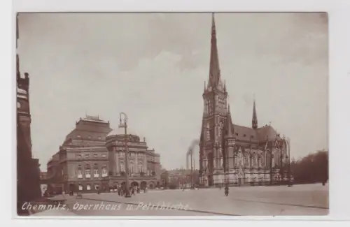 906146 Foto AK Chemnitz - Opernhaus und Petrikirche