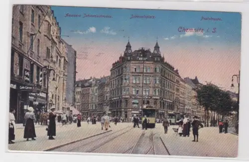 904922 Ak Chemnitz - Auessere Johannisstrasse, Johannisplatz, Poststrasse 1921