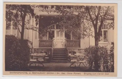 37673 Ak Grüna - Bahnhofshotel und Restaurant, Speise- & Gesellschaftshaus 1929