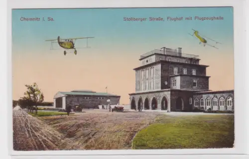 905947 AK Chemnitz - Stollberger Straße, Flughof mit Flugzeughalle