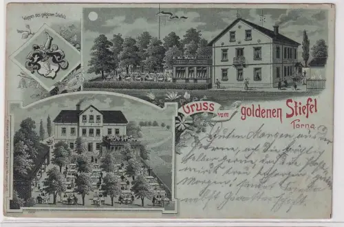 35489 Mondschein Ak Gruß vom goldenen Stiefel Torna 1903