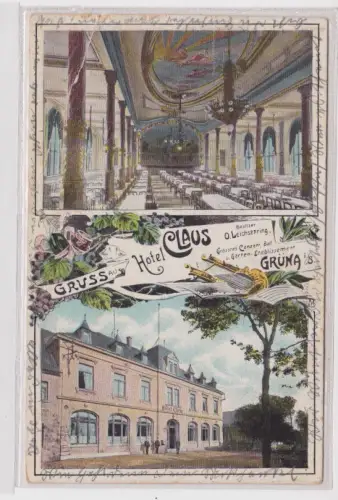 905632 AK Grüna - Mehrbild, Gruss aus Hotel Claus 1911