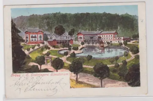 906384 AK Grüna - Stahringers Sanatorium, Totalansicht mit Parkanlage 1901