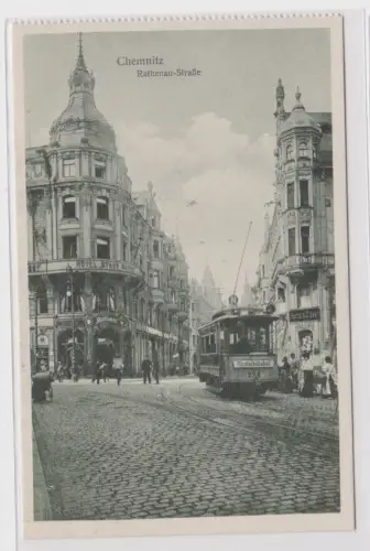 906156 Ak Chemnitz - Rathenau-Straße mit Straßenbahn und Hotel "Stadt Gotha"