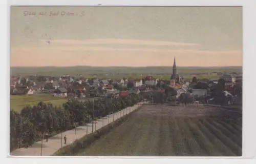 905631 AK Grüna - Totalansicht mit Allee und Feldpartie 1912