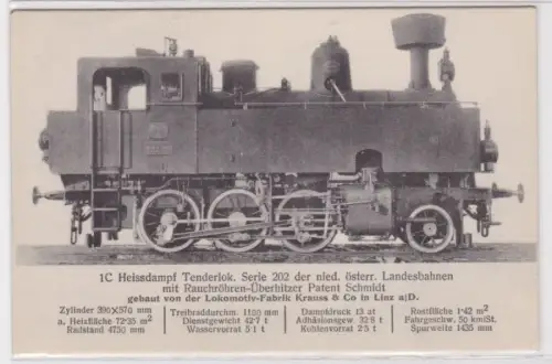 905121 AK K.k. österreichische Staatsbahn Heissdampf Tenderlok Serie 202