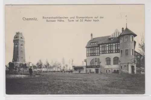 905874 Ak Chemnitz - Bismarckschlösschen und Bismarckturm auf der Bornaer Höhe