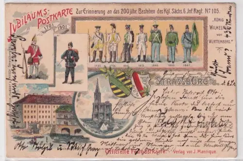46615 Ak Lithographie Straßburg Im Els. K.S.6.Inf.Regt.Nr.105