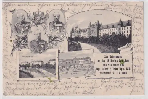 15062 Ak Jubiläum des K.S.9.Infanterie Regiments 133 in Zwickau 1906
